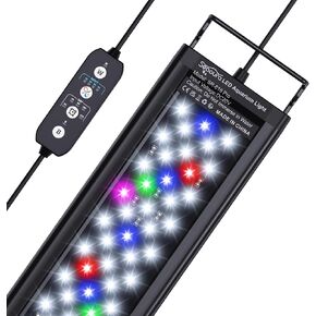 SEAOURA LED Aquarium Light for Fish Tank, 12-18 Inch, Full Spectrum Fish Tank Light with Timer for Freshwater Plant Growth, Auto ON/Off, 10-Intensity, with Extend Brackets, Memory, Day/Night Mode in Kuwait