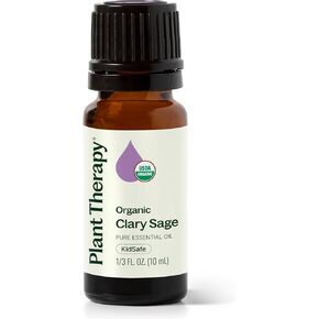 Plant Therapy Organic Clary Sage Essential Oil 10 mL (1/3 oz) 100% Pure, Undiluted, Natural Aromatherapy, Therapeutic Grade in Saudi Arabia