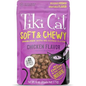 Tiki Cat Soft & Chewy Dry Cat Treats, Chicken Flavor, 6 oz Pouch in Saudi Arabia