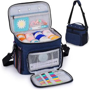 Aeelike Yarn Storage Bag Organizer, Large Crochet Tote Bag, Blue Cat in Kuwait