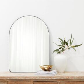 TEEBARN Chrome Arched Mirror 21x30 Wall Mounted Bathroom Mirror with Metal Frame Arched Top Vanity Mirror for Wall Decor Hangs Vertically in Saudi Arabia