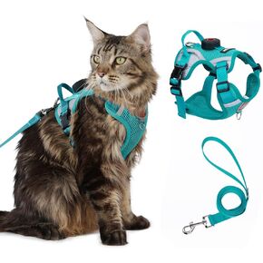 Skmeditec Cat Harness and Leash Set: Upgraded Escape Proof Vest with Lead for Large Cat Small Dog Puppy Walking, Soft Jacket Reflective Strips, Black (M) in Kuwait