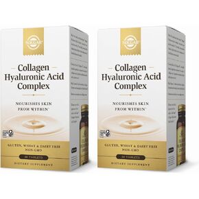 Solgar Hyaluronic Acid 120 mg, 30 Tablets - Pack of 2 - Supports Hair, Skin & Nails - Contains Hydrolyzed Collagen Type 2 & Chondroitin - Non-GMO, Gluten Free, Dairy Free - 60 Total Servings in Saudi Arabia