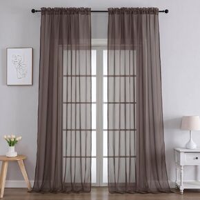 OVZME 2 Panels Black Sheer Valance - Short Fresh Sheer Curtain Valances for Windows Basement Semi Sheer Valances for Kitchen Window, Dual Rod Pocket (Black, 42 by 14 Inches Long) in Saudi Arabia