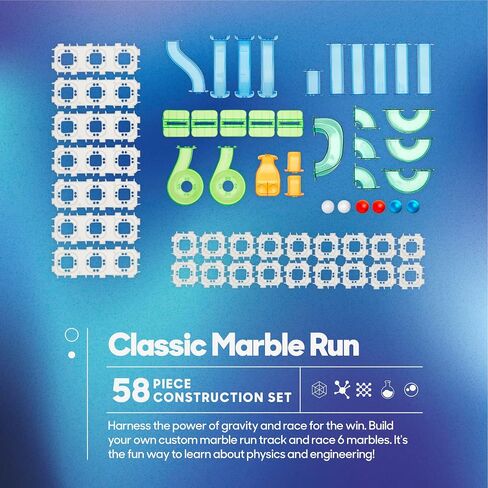 Discovery Marble Run Race Track – 58-Piece Marble Maze Construction Set| 6 Marbles| STEM Learning Activity| Sensory Toy Building Kit| Educational Physics & Engineering Toy for Kids Ages 6+ in Saudi Arabia