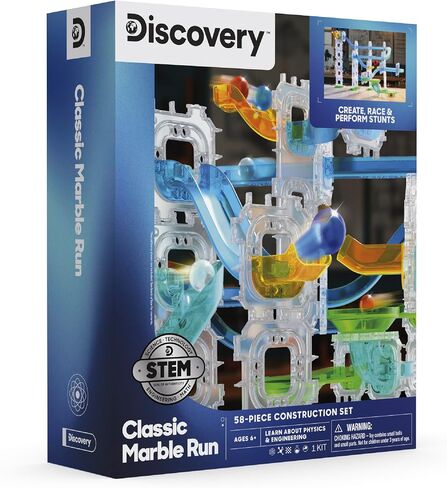 Discovery Marble Run Race Track – 58-Piece Marble Maze Construction Set| 6 Marbles| STEM Learning Activity| Sensory Toy Building Kit| Educational Physics & Engineering Toy for Kids Ages 6+ in Saudi Arabia