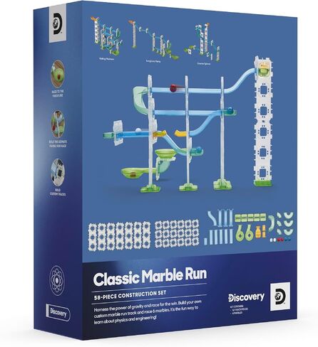Discovery Marble Run Race Track – 58-Piece Marble Maze Construction Set| 6 Marbles| STEM Learning Activity| Sensory Toy Building Kit| Educational Physics & Engineering Toy for Kids Ages 6+ in Saudi Arabia