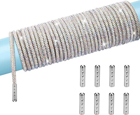 6 Yards Rhinestones Shoelaces Bling Crystal Shoe Laces Diamond Hoodies Drawstring Round Ropes for Sneakers DIY Decoration in Kuwait