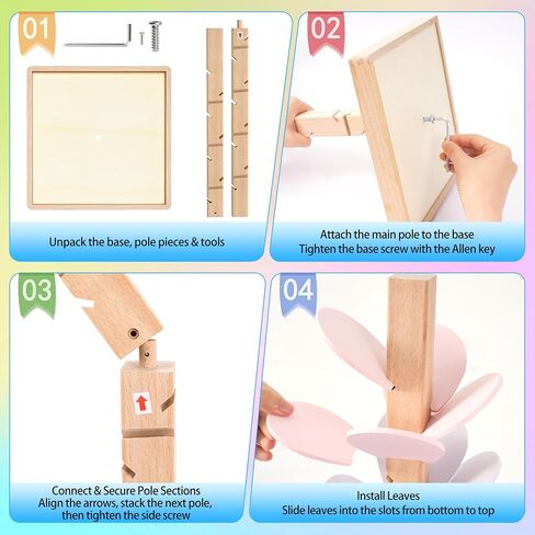 Gotoofun Wooden Marble Run Music Tree, Montessori Rainbow Singing Tree with 12 Extra-Large 3cm Balls, Color Sorting STEM Learning Toy, Wooden Ball Run Game Gift for Kids Ages 3+ in Kuwait