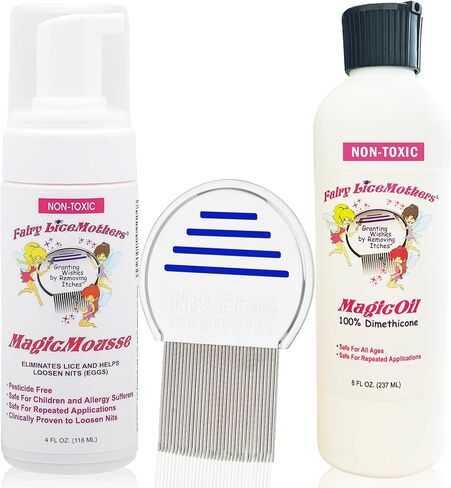 مجموعة علاج قمل الرأس MagicBox من Fairy LiceMothers - موس قمل الرأس، مشط القمل، بلسم القمل - مجموعة قمل الرأس للأطفال - مجموعة علاج قمل الرأس الموثوقة in Kuwait