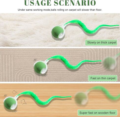 Interactive Cat Toys for Indoor Cats, Fast Rolling on Carpet Flash and Motion Activated Cat Balls for Bored Indoor Cats in Kuwait