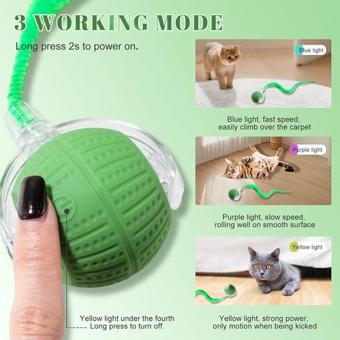 Interactive Cat Toys for Indoor Cats, Fast Rolling on Carpet Flash and Motion Activated Cat Balls for Bored Indoor Cats in Kuwait
