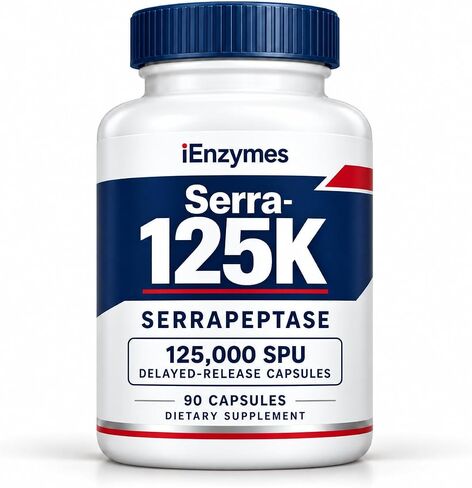 New Serra-125k Serrapeptase Enzyme 125,000 SPU Per Capsule - 90 High Potency Delayed Release Caps, Up to 6X More Potent Than Other Serrapaptase - Extra Strength Non-GMO, Gluten Free, Vegan (Pack of 3) in Kuwait