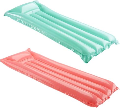 Aqua Pool Floating Raft 2 Pack - Inflatable Pool Float with Headrest Pillow, Lightweight Adult Lounge for Relaxing, Sunbathing & Drifting, Durable PVC, 70 x 28.5 in in Saudi Arabia
