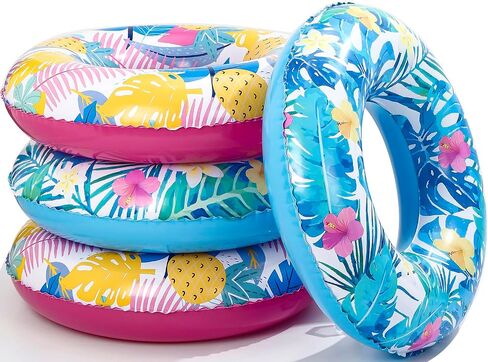 4-Pack Luau Pool Floats: 35" Large Inflatable Pool Floats Fun Pool Floaties Rings Floating Tubes for Adults,Swimming Beach Lake River Pool Party Decorations in Kuwait
