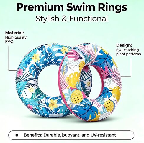 4-Pack Luau Pool Floats: 35" Large Inflatable Pool Floats Fun Pool Floaties Rings Floating Tubes for Adults,Swimming Beach Lake River Pool Party Decorations in Kuwait