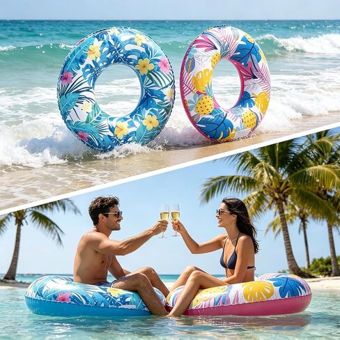 4-Pack Luau Pool Floats: 35" Large Inflatable Pool Floats Fun Pool Floaties Rings Floating Tubes for Adults,Swimming Beach Lake River Pool Party Decorations in Kuwait