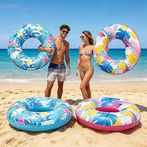 4-Pack Luau Pool Floats: 35" Large Inflatable Pool Floats Fun Pool Floaties Rings Floating Tubes for Adults,Swimming Beach Lake River Pool Party Decorations in Kuwait