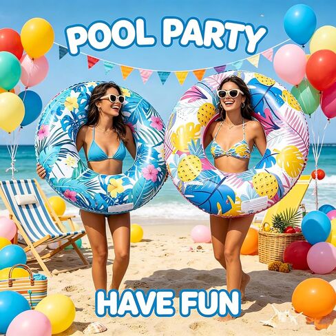 4-Pack Luau Pool Floats: 35" Large Inflatable Pool Floats Fun Pool Floaties Rings Floating Tubes for Adults,Swimming Beach Lake River Pool Party Decorations in Kuwait