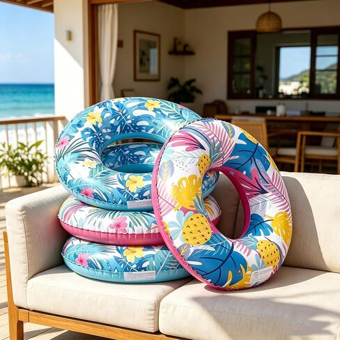 4-Pack Luau Pool Floats: 35" Large Inflatable Pool Floats Fun Pool Floaties Rings Floating Tubes for Adults,Swimming Beach Lake River Pool Party Decorations in Kuwait