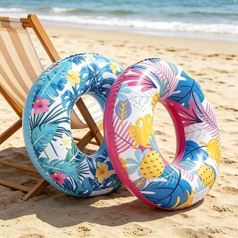 4-Pack Luau Pool Floats: 35" Large Inflatable Pool Floats Fun Pool Floaties Rings Floating Tubes for Adults,Swimming Beach Lake River Pool Party Decorations in Kuwait