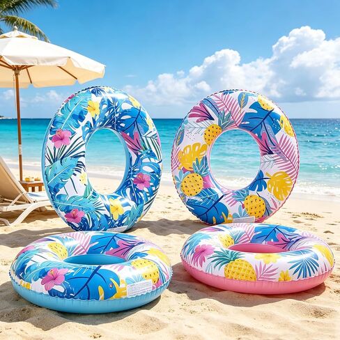 4-Pack Luau Pool Floats: 35" Large Inflatable Pool Floats Fun Pool Floaties Rings Floating Tubes for Adults,Swimming Beach Lake River Pool Party Decorations in Kuwait
