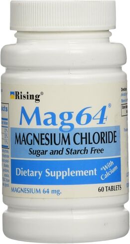 Rising Mag64 Magnesium Chloride with Calcium Tablets, Helps Maintain The Functions of The Heart, Muscles, and Nervous System - 60 Tablets in Saudi Arabia