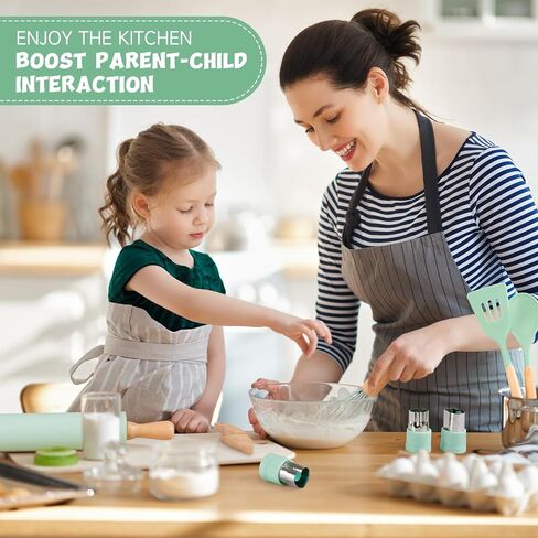 Kids Cooking Sets Real, Wooden Kids Cooking and Baking Gift Set with Kid Safe Knives Cutting Board Friut Cutter Cookbook, Toddler Montessori Kitchen Toys Birthday Gifts for Girls Boys in Saudi Arabia