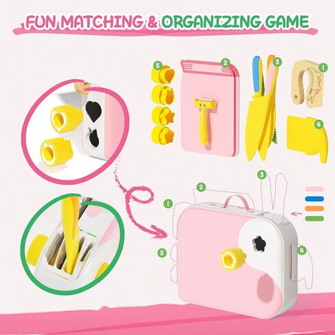 Kids Kitchen Knife Set for Real Cooking with Storage Box Pink in Kuwait