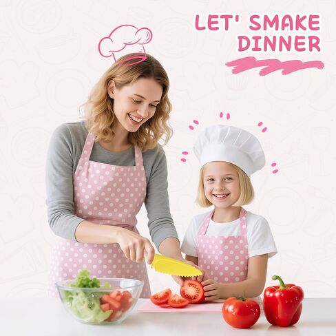 Kids Kitchen Knife Set for Real Cooking with Storage Box Pink in Kuwait