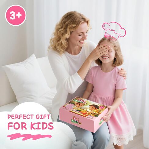 Kids Kitchen Knife Set for Real Cooking with Storage Box Pink in Kuwait