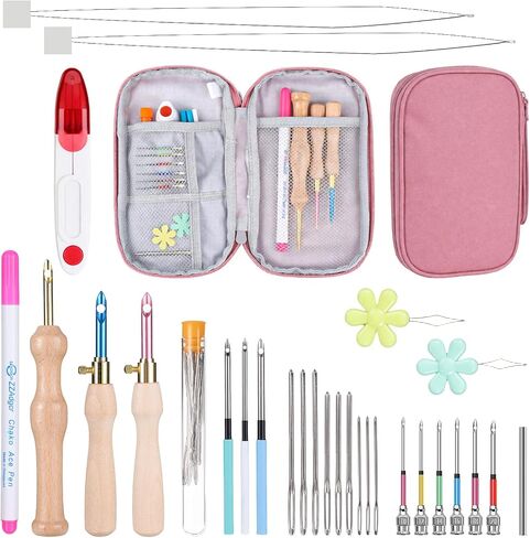 29 Pcs Punch Needle Embroidery Kit, Adjustable Punch Needle Tool in Kuwait