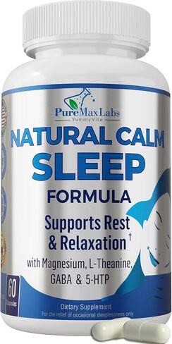 YUMMYVITE Natural Calm Sleep Aid with Magnesium, L-Theanine, Melatonin, GABA, 5-Htp | Sleep Aid | Non-GMO - 60 Capsules in Saudi Arabia