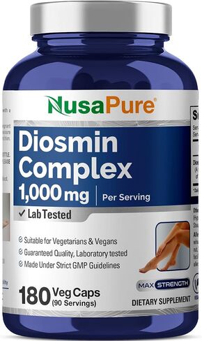 NusaPure Diosmin Complex 1,000mg per Serving 180 Veggie Caps (Non-GMO,Gluten-Free,Vegan) with Citrus Aurantium in Kuwait