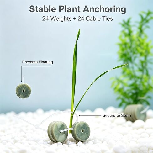 LUOTIVON 24 Sets Aquarium Stone Plant Weights with Cable Ties for Fish Tank in Kuwait