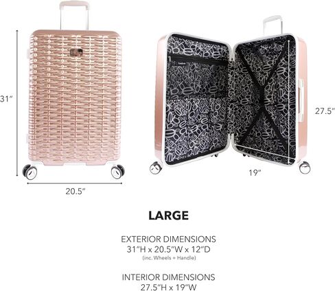 BEBE Women's Lydia 2 Piece Set Suitcase with Spinner Wheels, Rose Gold, One Size in Kuwait