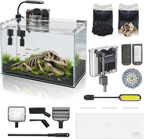 5 Gallon Fish Tank Small Glass Aquarium Kit Starter Set in Kuwait