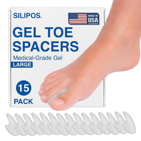 Silipos 11605 Gel Toe Spreader – (Pack of 15) Toe Spacer Relieves Bunion, Corn, Callus Pain - Toe Isolator with Mineral Oil. Foot Care Insoles, Original Version in Kuwait