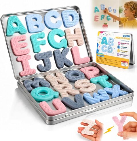 Silicone Magnetic Letters, 26 Uppercase Alphabet with Sensory Textures in Saudi Arabia