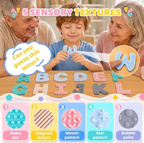 Silicone Magnetic Letters, 26 Uppercase Alphabet with Sensory Textures in Saudi Arabia