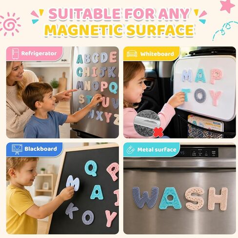 Silicone Magnetic Letters, 26 Uppercase Alphabet with Sensory Textures in Saudi Arabia
