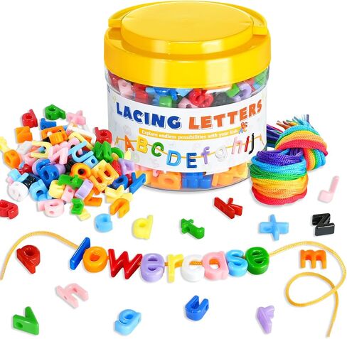 278 Pcs Lacing Letters Beads, Lowercase Alphabet Beads with 18 Laces in Saudi Arabia