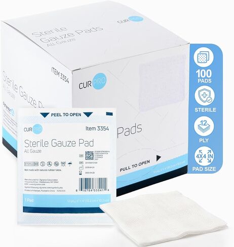Gauze Pad Sterile 4X4 3354 100Bx Dynarex Corp. in Kuwait