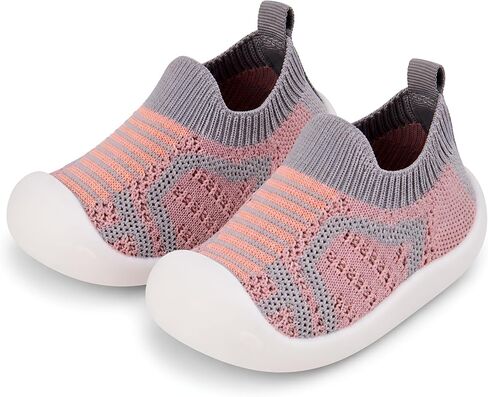 Toddler First Walking Safer Non-Slip Lightweight Wide Tennis Shoes Baby Slip on Breathable Sock Sneakers Infant Mesh Knitted Elastic Soft Sole Indoor Shoes 1-4 Years Boy Girls Outdoor Walkers Shoes in Kuwait
