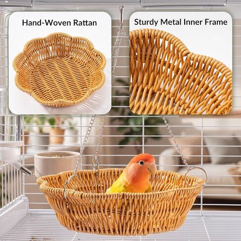 26 PCS Bird Foraging Toys Set with Hanging Rattan Basket Swing in Kuwait