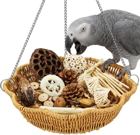 20Pcs Bird Foraging Toy Set with Hanging Basket, Natural Shredding in Saudi Arabia