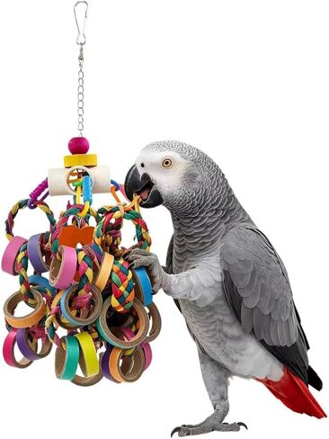 Bird Toys for Medium Parrot Colorful Shredding Toys with 24 Chewy Rings in Saudi Arabia