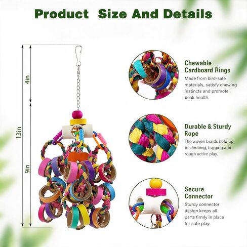 Bird Toys for Medium Parrot Colorful Shredding Toys with 24 Chewy Rings in Saudi Arabia