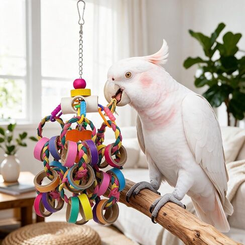 Bird Toys for Medium Parrot Colorful Shredding Toys with 24 Chewy Rings in Saudi Arabia
