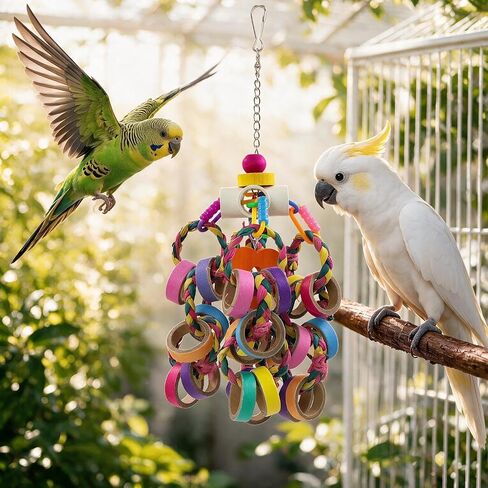 Bird Toys for Medium Parrot Colorful Shredding Toys with 24 Chewy Rings in Saudi Arabia